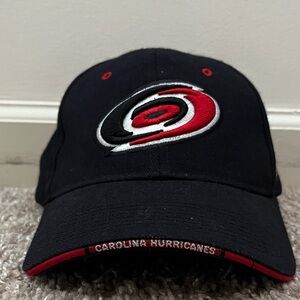 NHL Carolina Hurricanes Logo Zephyr Hat Cap Black Red Strapback Adjustable OSFA